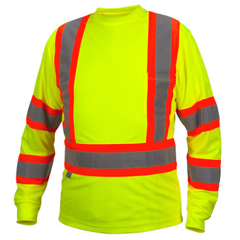 High-Vis Yellow Pyramex Long Sleeve Moisture Wicking High-Vis T-Shirt