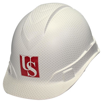 Custom Pyramex Ridgeline Cap Style Hard Hat 4-Point Ratchet Suspension - Matte White Graphite