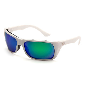 Venture Gear Ocoee Safety Glasses - Green Mirror Polarized Lens - White Frame