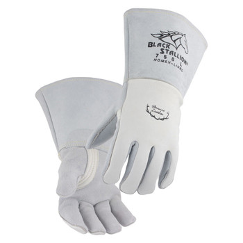 Black Stallion 750 Pearl White Premium Grain Elkskin Stick Welding Gloves with Nomex Lined Back - Single Pair