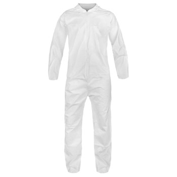 Keystone Polyproplylene Disposable Coverall Suit with Elastic Wrists and Ankles:  Size M