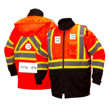 Custom Pyramex RCP32 Type R Class 3 High-Vis Waterproof Quilt Lined Jacket with X-Back - High Vis Orange
