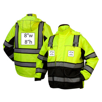 Custom Pyramex RPB36 Type R Class 3 High-Vis Waterproof 2-in-1 Quilt Lined Parka - High Vis Lime Green