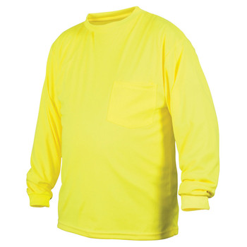 Pyramex Safety Hi-Vis Lime Long Sleeve T-Shirt No Tape