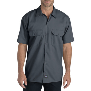 Charcoal Dickies Men's FLEX - Relaxed Fit Short Sleeve Work Shirt