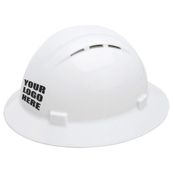 White Custom ERB Americana Vented Full Brim Hard Hat