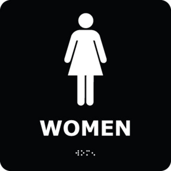 Women, Black 8x8, Graphic Braille Sign