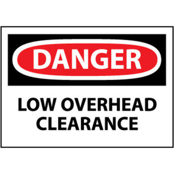 Danger Low Overhead Clearance, 10x14 Rigid Plastic Sign