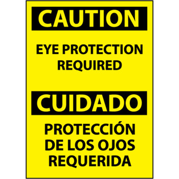 Caution, Eye Protection Required Bilingual, 14x10, Pressure Sensitive Vinyl Sign
