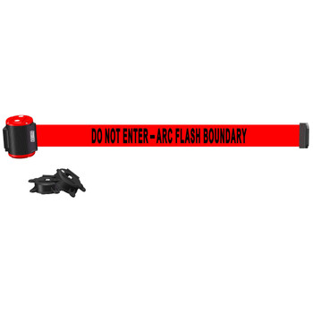 Banner Stakes 15' Wall-Mount Retractable Belt, Red "Do Not Enter - Arc Flash Boundary" - MH1511