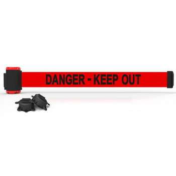 Banner Stakes 7' Wall-Mount Retractable Belt, Red "Danger-Keep Out" - MH7008