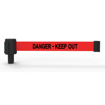 Banner Stakes 15' Long Retractable Barrier Belt, Red "Danger - Keep Out"; Each - PL4048