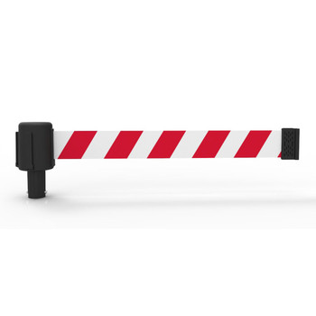 Banner Stakes 15' Long Retractable Barrier Belt, Red/White Diagonal Stripe; Each - PL4054