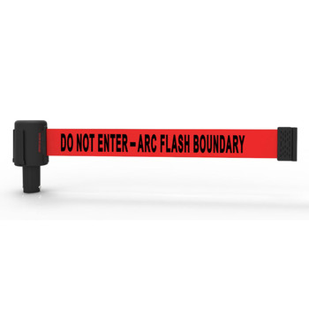 Banner Stakes 15' Long Retractable Barrier Belt, Red "Do Not Enter - Arc Flash Boundary"; Each - PL4076