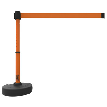 Banner Stakes Barrier Set with Stand-Alone Base, Post, Stake and Retractable Belt; Blank Orange - PL4103