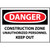 Danger Construction Zone Unauthorized Personnel Keep Out, 14x20 Rigid Plastic Sign