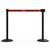 Banner Stakes 14' Retractable Belt Barrier System with Bases, Black Posts and Red "Restricted Area" Belts - AL6205B