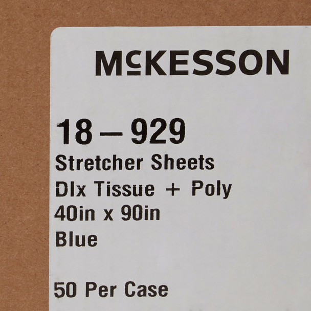 McKesson Blue Stretcher Sheet, 40 x 90 Inch - 18-929 - Box of 50