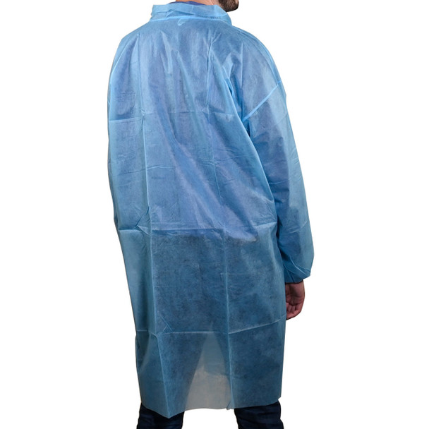 UMBO Blue Lab Coat with Velcro Closure - H243B - Box of 30