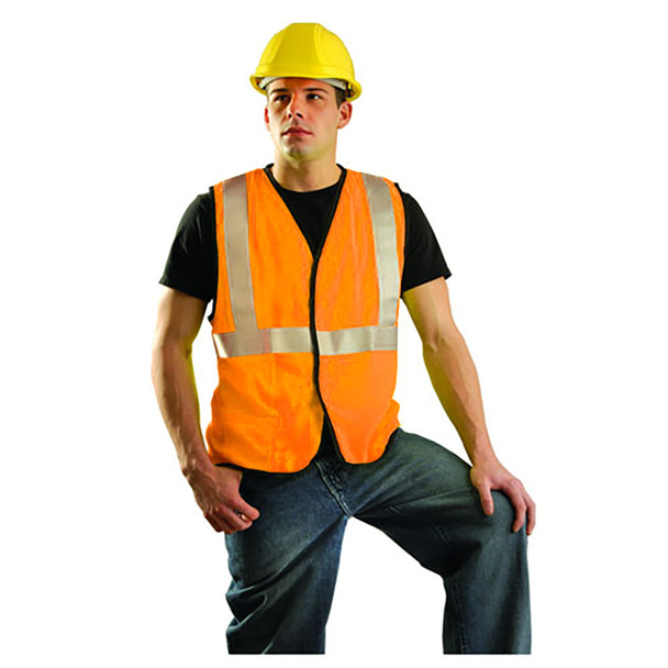 High Vis Orange OccuNomix Premium Flame Resistant Solid Vest LUX-SSGFR