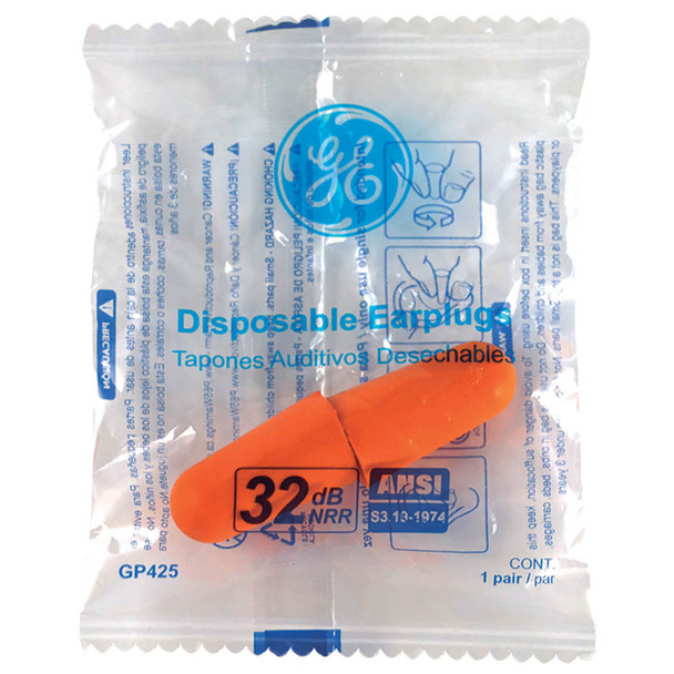 General Electric 32 dB Polyurethane Foam Bullet Earplugs - Orange - 200 Pair - GP425