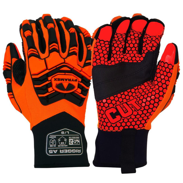Pyramex GL807CHT Hi-Vis Synthetic Leather A5 Cut Level 2 Impact Gloves