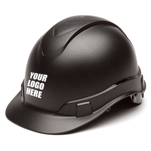 Custom Pyramex Ridgeline Cap Style Hard Hat 4-Point Ratchet Suspension - Black Graphite