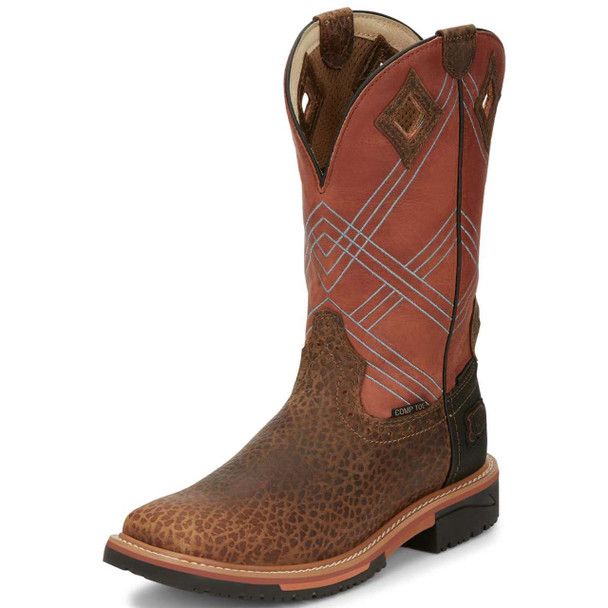 Justin Men's Dalhart 12" Brown Waterproof EH Nano Composite Toe Boots - SE4218