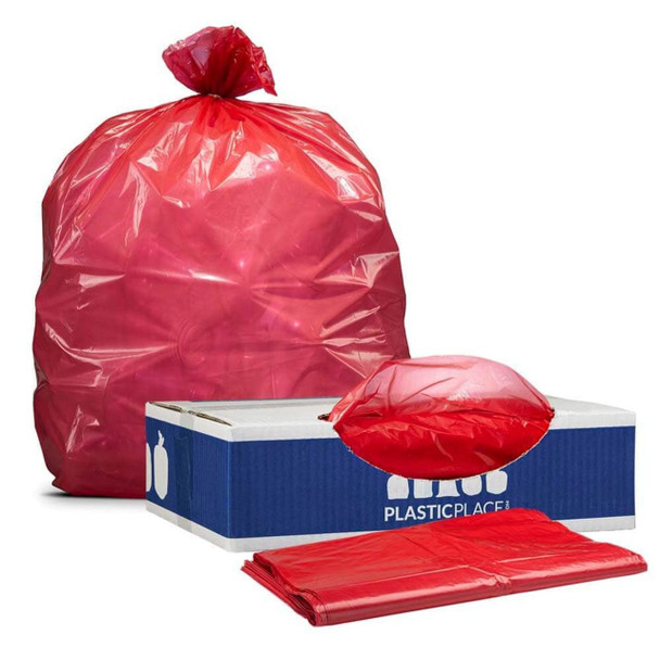 32-33 Gallon Trash Bags - Red, 100 Bags - 1.5 Mil