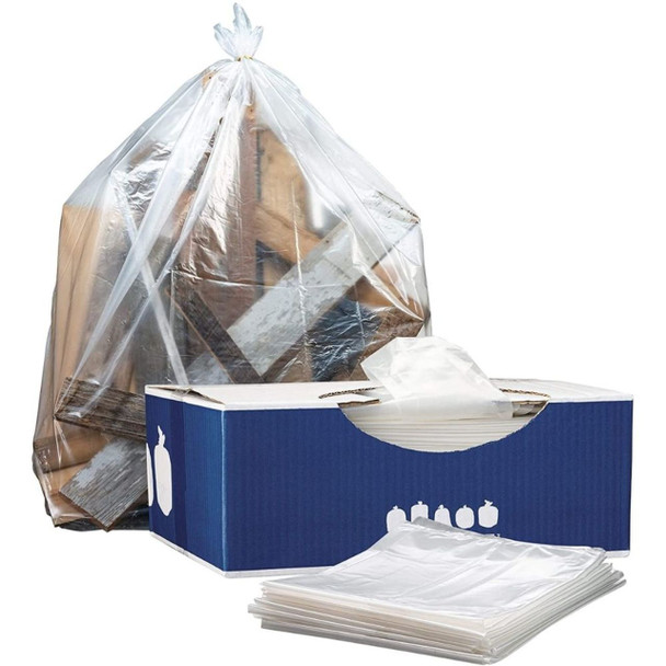 55-60 Gallon Trash Bags - Clear, 100 Bags (10 Rolls of 10) - 1.2 Mil