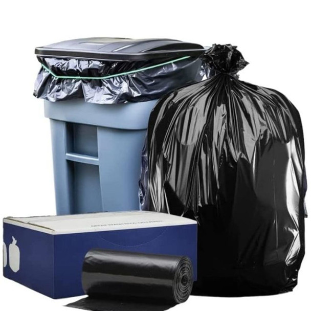 95-96 Gallon Trash Bags - Black, 25 Bags (5 Rolls of 5) - 1.5 Mil