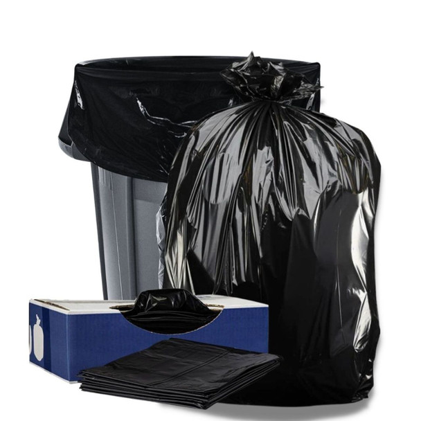 55-60 Gallon Trash Bags - Black, 100 Bags - 1.5 Mil