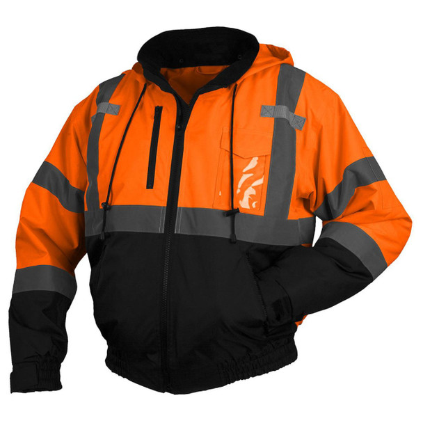 High Vis Orange Pyramex Class 3 Weatherproof Fleece Lined Jacket - RJ3110