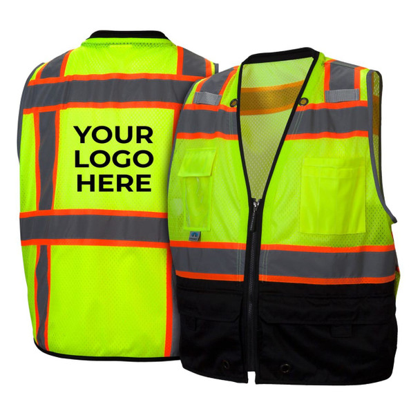 Custom Pyramex RVZ44B Type R Class 2 High-Vis Two-Tone Black Bottom Mesh Safety Vest