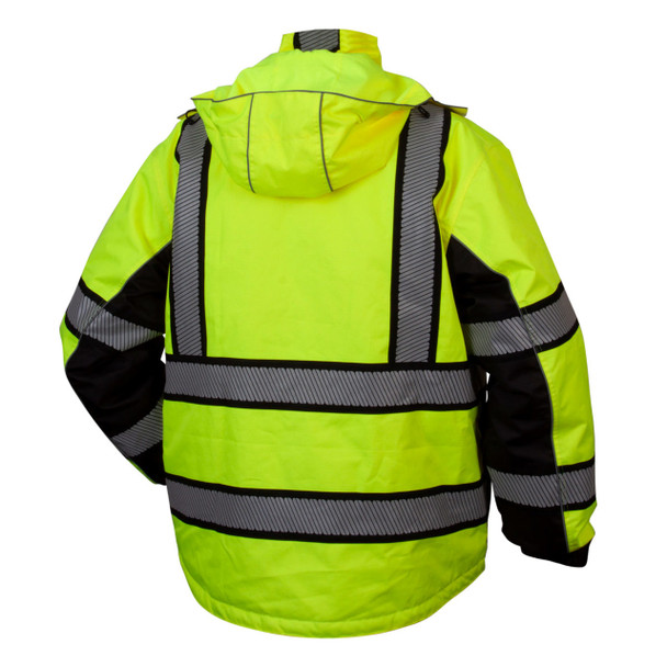 Pyramex RPB36 Type R Class 3 High-Vis Waterproof 2-in-1 Quilt Lined Parka - High Vis Lime Green