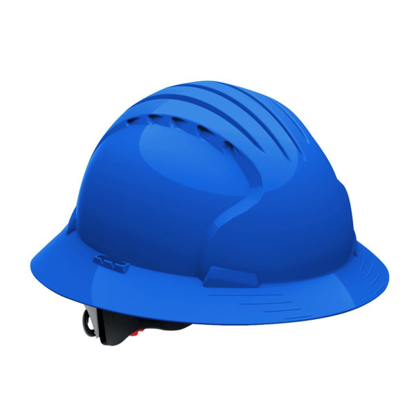 Blue JSP Evolution Deluxe Full Brim Non-Vented Hard Hat - Wheel Ratchet - 6161