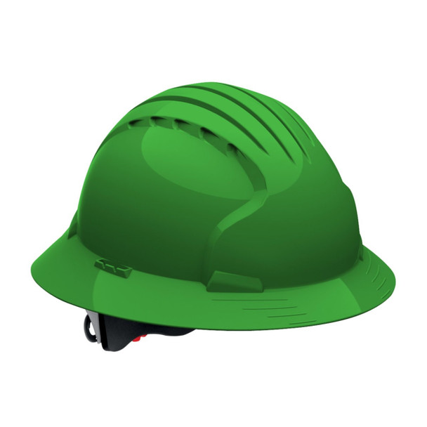 Green JSP Evolution Deluxe Full Brim Non-Vented Hard Hat - Wheel Ratchet - 6161