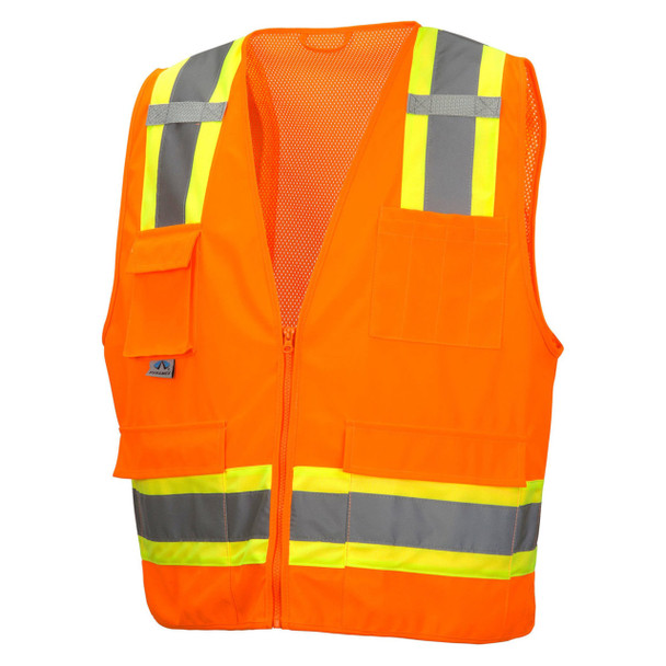 Orange Pyramex Safety RVZ24 Series Type R Class 2 Solid/Mesh Safety Vest