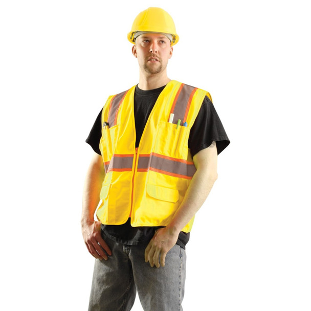 High Vis Yellow OccuNomix Class 2 Two-Tone Surveyor Safety Vest - LUX-ATRANS