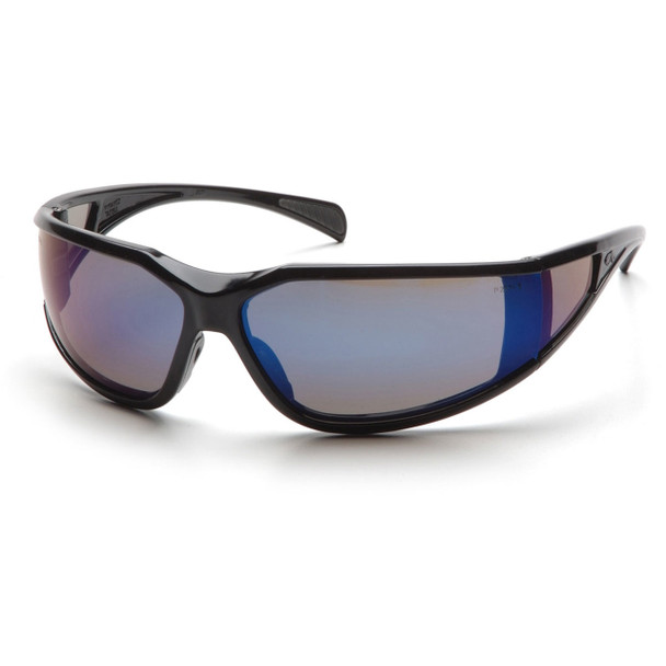 Pyramex Exeter Safety Glasses - Blue Mirror Anti-Fog Lens - Black Frame