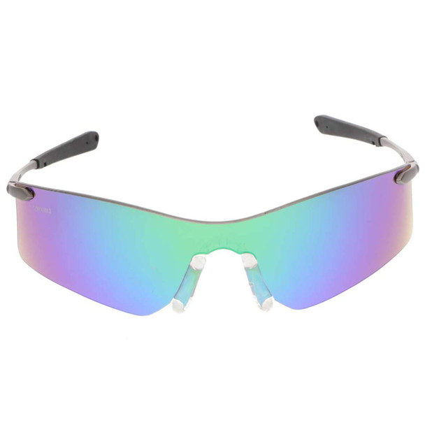 MCR Rubicon T4 Series Safety Glasses - Silver Frame - Emerald Mirror Lens