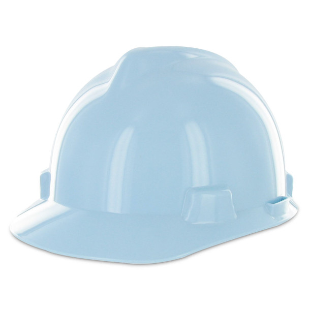 light blue MSA V-Gard StazOn Slotted Protective Cap