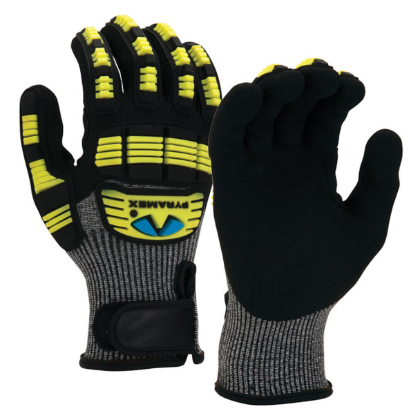 Pyramex GL610C Gray A6 Cut Sandy Nitrile Dipped Level 2 Impact Gloves - Single Pair