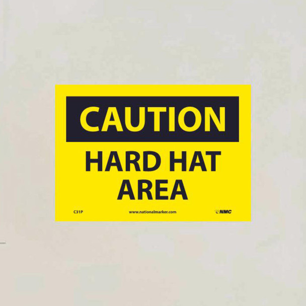 Caution Hard Hat Area 10x14 Plastic Sign