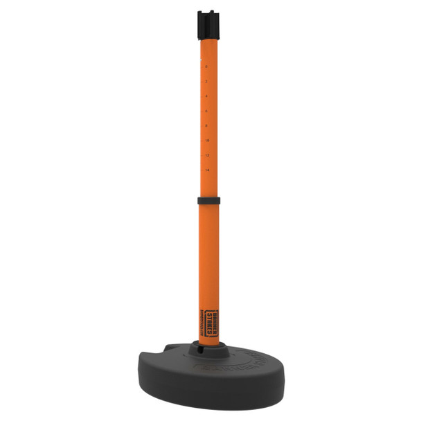 Banner Stakes Stanchion Set with 1 Stand-Alone Base, 4-Way Receiver Head and Post; Orange - PL4119