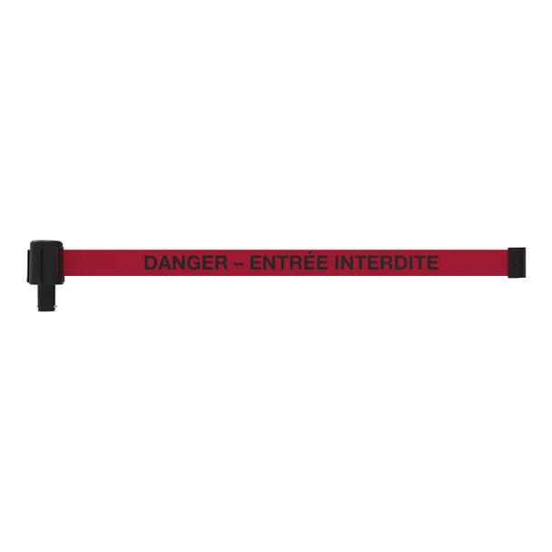 Banner Stakes 15' Long Retractable Barrier Belt, Red "DANGER – ENTRÉE INTERDITE"; Each - PL4152