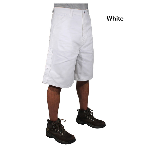 side view white rugged blue painters shorts