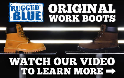 rugged blue work boots