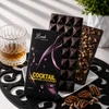 Bomb Confections Bourbon Chocolate Bar with Buffalo Trace bourbon-inspired chocolate displayed in premium packaging alongside plain and chopped pecan-back chocolate bar options with subtle bourbon accents.