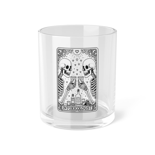 Tarot Skeleton "The Intoxicologist"  Bar / Whiskey Glass - 10oz